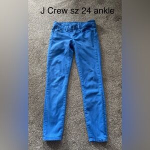 Women’s J Crew Vibrant Blue skinny Jeans sz 24 ankle
